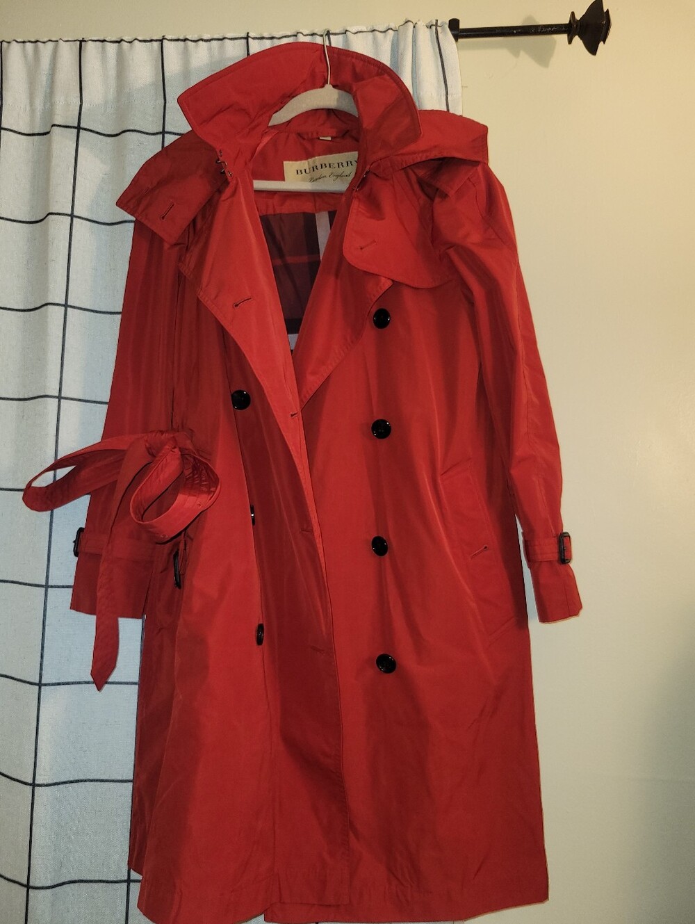 Burberry Red Double-Breasted Trench Coat with Belt